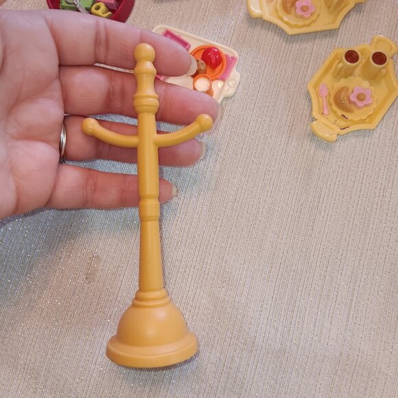 Vintage Loving Family Dollhouse Furniture Bed picnic food trays coat rack toys - Picture 5 of 5